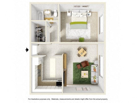 a floor plan of a studio apartment
